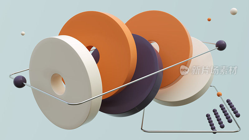 抽象组成的切割管分散排在柔和的颜色橙色，灰色和白色。3 d渲染。
从Instagram图片风格的现代背景